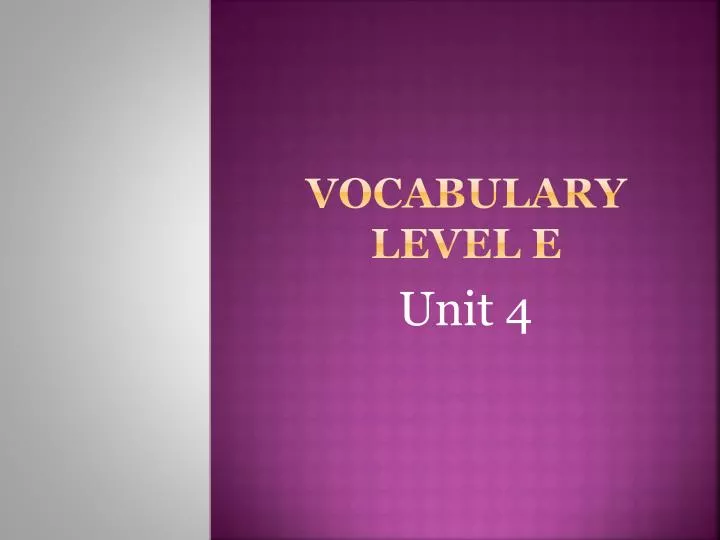 vocabulary level e