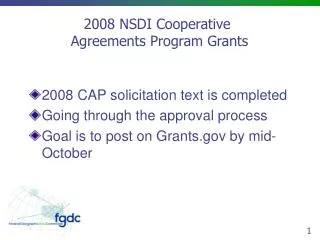 2008 NSDI Cooperative Agreements Program Grants