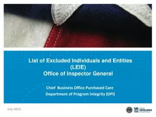 List of Excluded Individuals and Entities (LEIE) Office of Inspector General