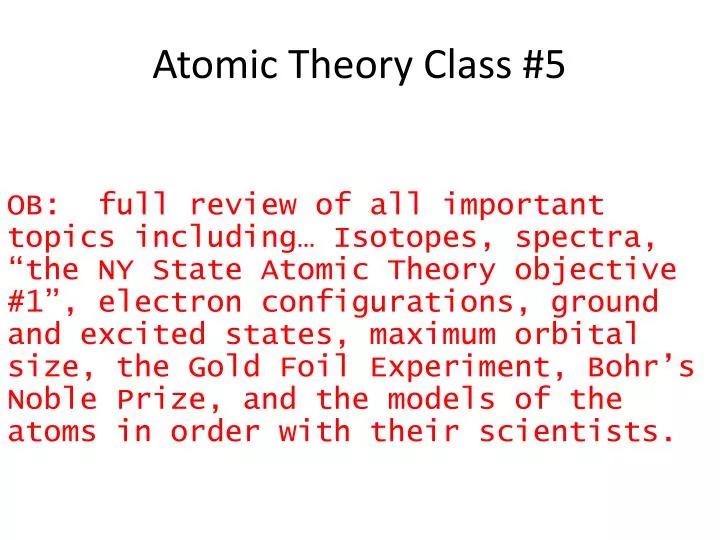 atomic theory class 5