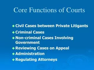 Civil Cases between Private Litigants Criminal Cases Non-criminal Cases Involving Government Reviewing Cases on Appeal A
