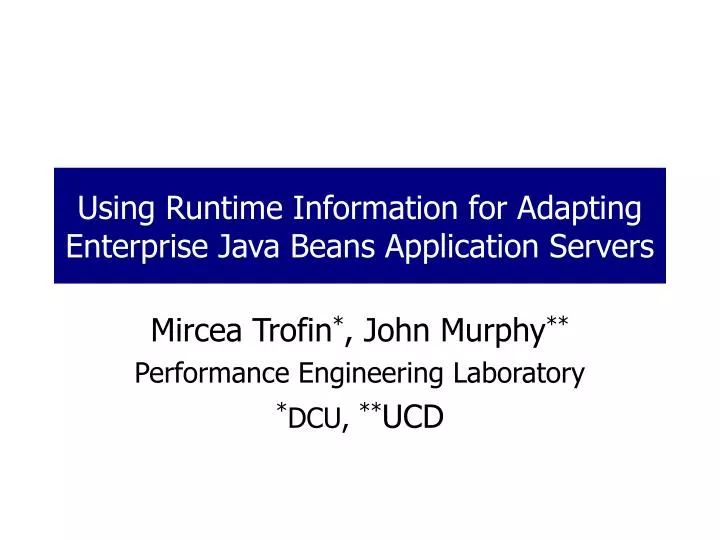 using runtime information for adapting enterprise java beans application servers