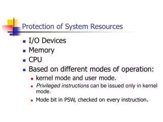 Protection of System Resources