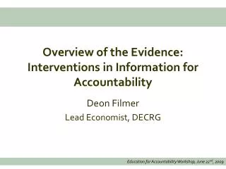 Overview of the Evidence: Interventions in Information for Accountability