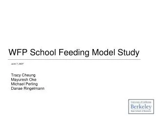 WFP School Feeding Model Study