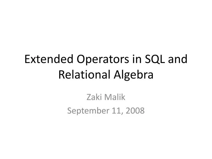 extended operators in sql and relational algebra
