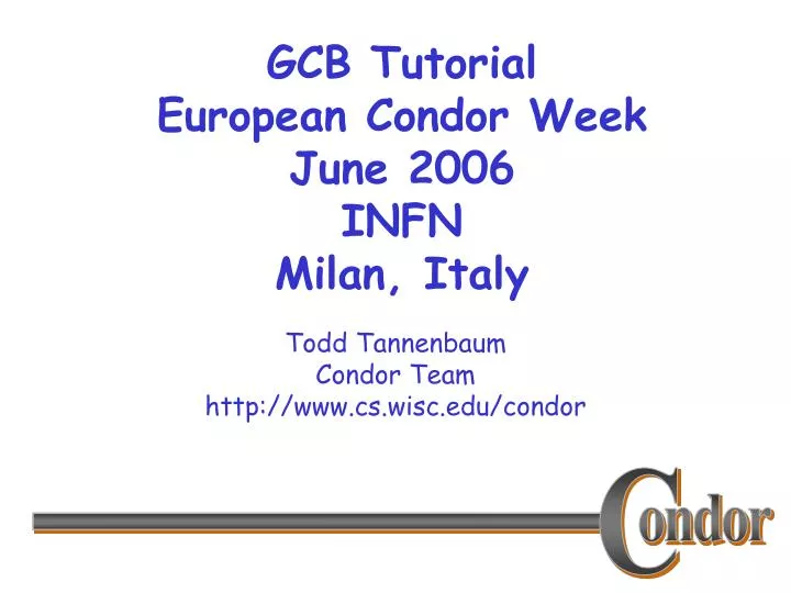 gcb tutorial european condor week june 2006 infn milan italy