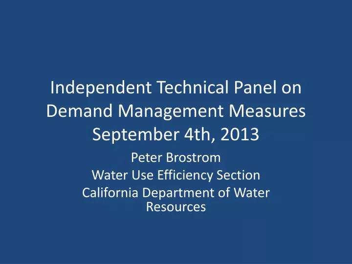 independent technical panel on demand management measures september 4th 2013