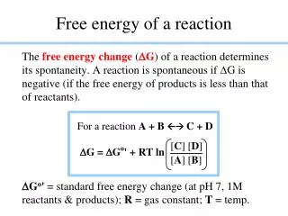 Free energy of a reaction