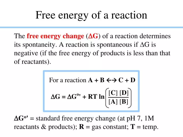 free energy of a reaction