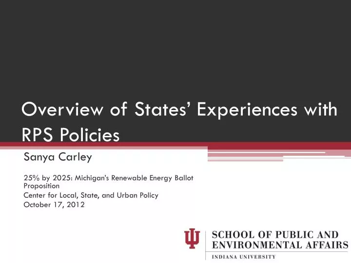 overview of states experiences with rps policies