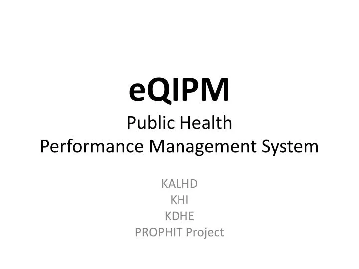 eqipm public health performance management system