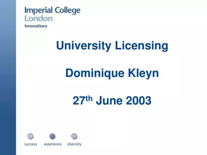 university licensing dominique kleyn 27 th june 2003