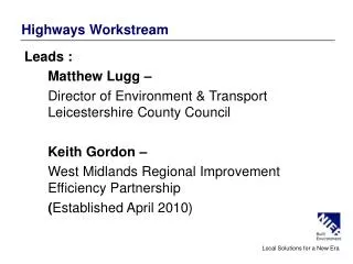 Highways Workstream