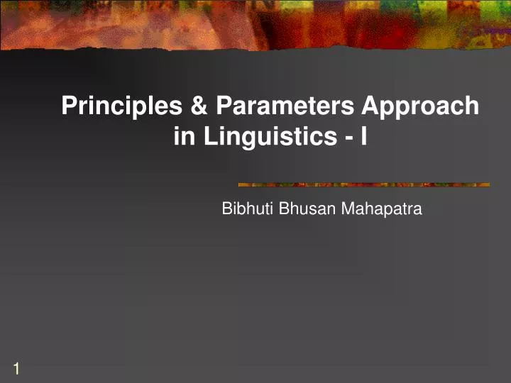 principles parameters approach in linguistics i
