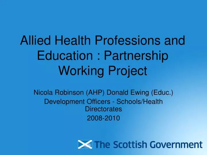 allied health professions and education partnership working project