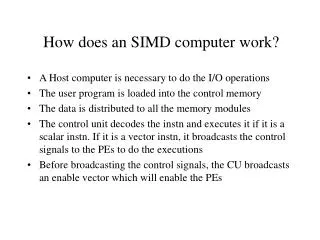 How does an SIMD computer work?
