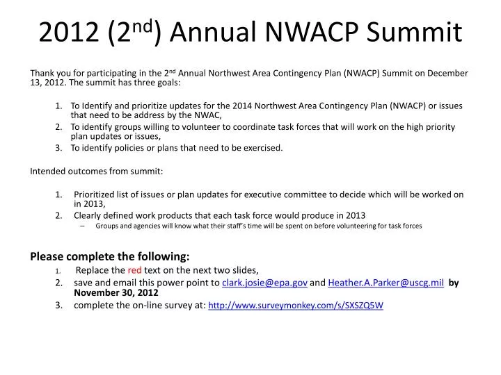 2012 2 nd annual nwacp summit