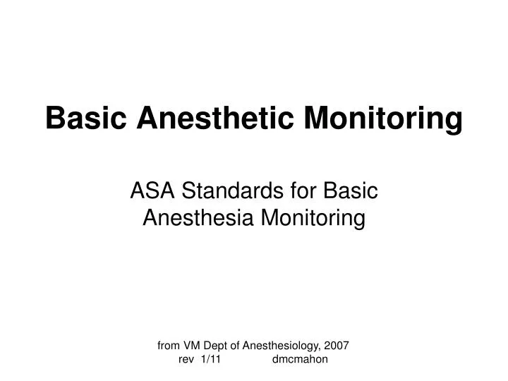 basic anesthetic monitoring
