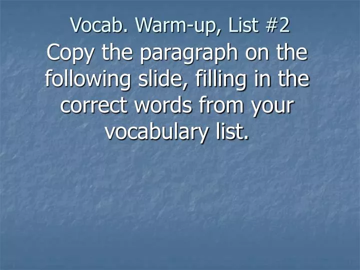 vocab warm up list 2