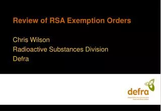 Review of RSA Exemption Orders