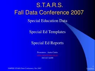 Fall Data Conference 2007