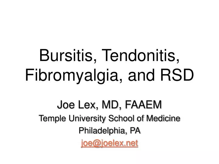 bursitis tendonitis fibromyalgia and rsd