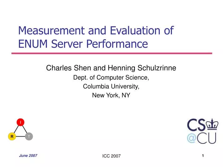 measurement and evaluation of enum server performance