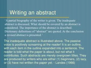 Writing an abstract