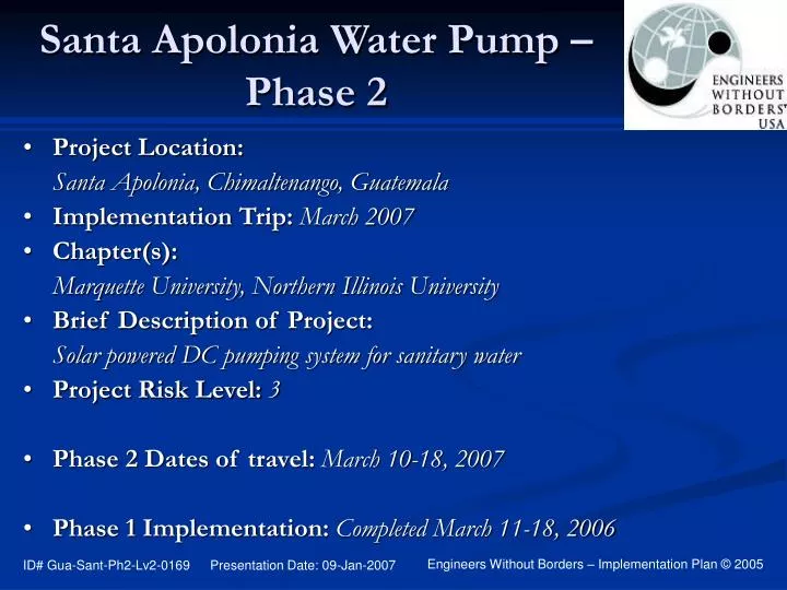 santa apolonia water pump phase 2
