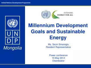 Millennium Development Goals and Sustainable Energy