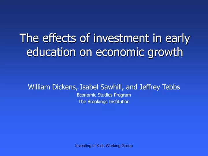 the effects of investment in early education on economic growth