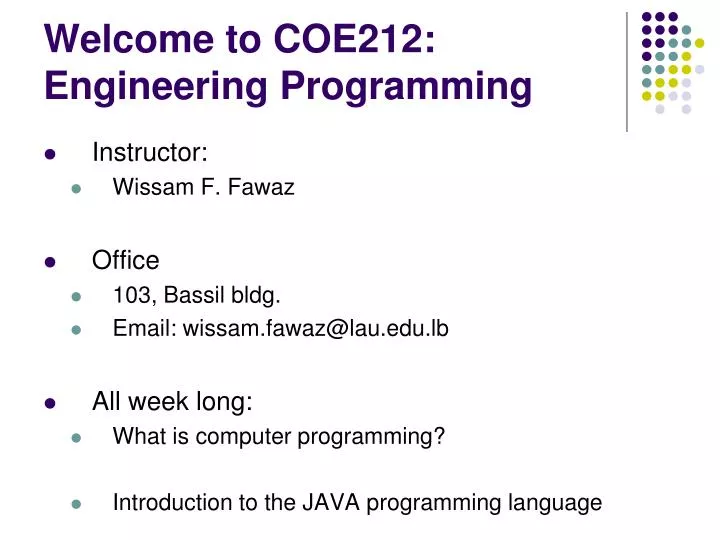 welcome to coe212 engineering programming