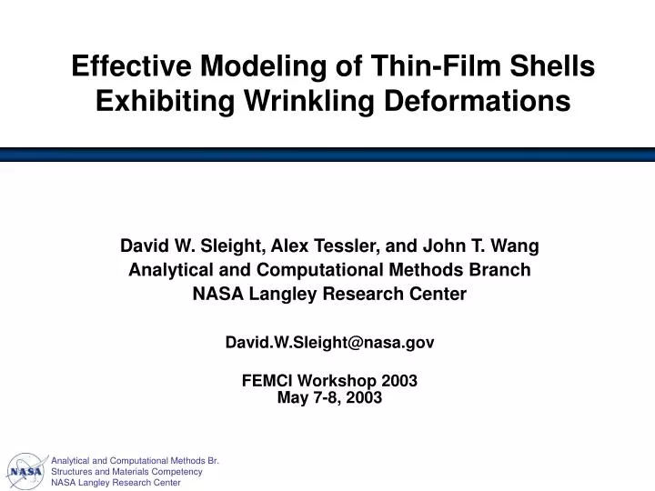 effective modeling of thin film shells exhibiting wrinkling deformations