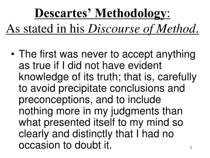 descartes methodology as stated in his discourse of method