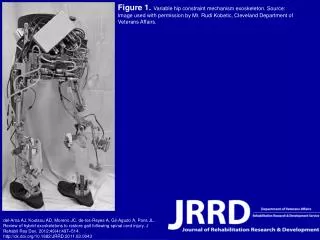 Figure 1. Variable hip constraint mechanism exoskeleton. Source: Image used with permission by Mr. Rudi Kobetic, Clevel