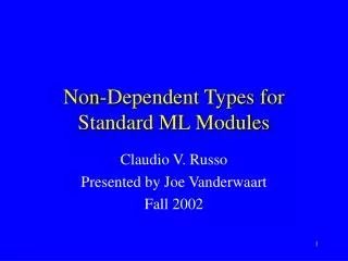 Non-Dependent Types for Standard ML Modules