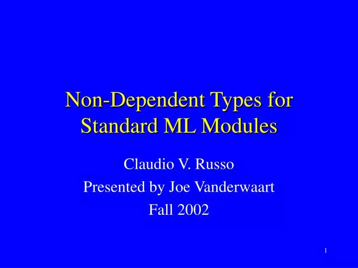 non dependent types for standard ml modules