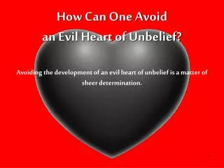 How Can One Avoid an Evil Heart of Unbelief?