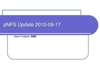 pNFS Update 2010-09-17
