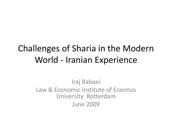challenges of sharia in the modern world iranian experience