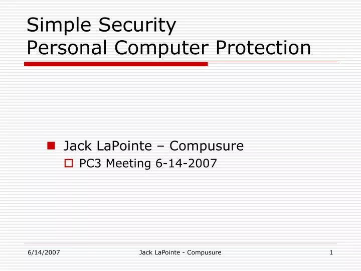 simple security personal computer protection