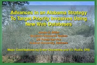 Advances in an Alabama Strategy To Target Priority Invasives Using New Web Databases James H. Miller Southern Resea