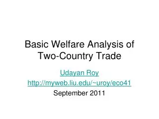 Basic Welfare Analysis of Two-Country Trade