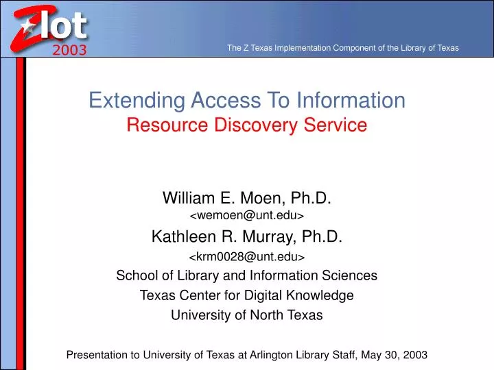 extending access to information resource discovery service