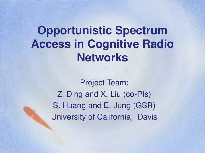 opportunistic spectrum access in cognitive radio networks