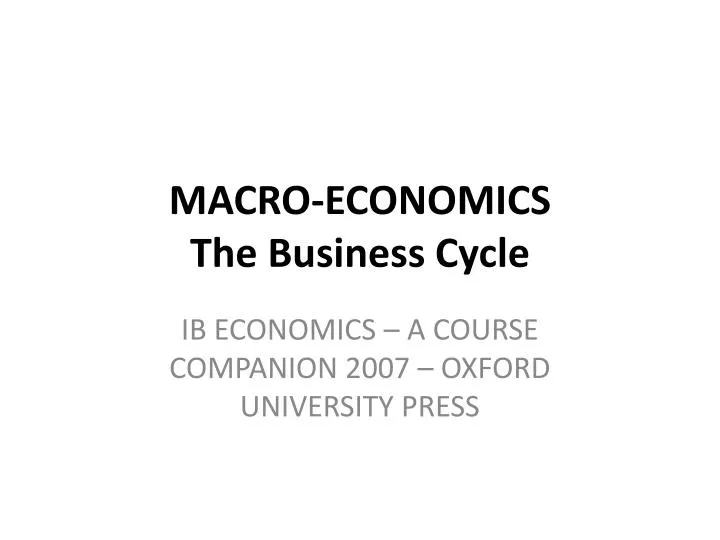 macro economics the business cycle