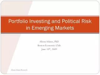 Portfolio Investing and Political Risk in Emerging Markets