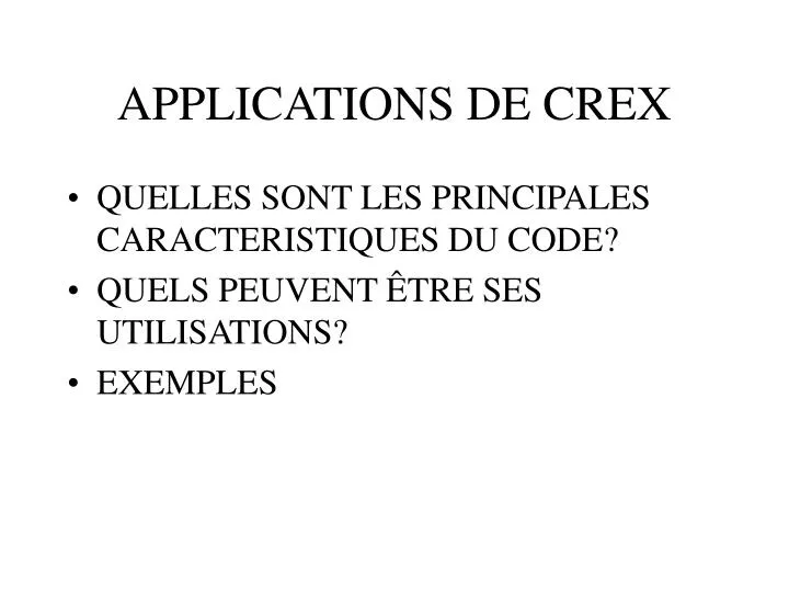 applications de crex
