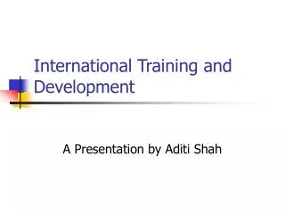 International Training and Development
